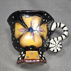 Studio Designworks Ceramic Art Mug with Yellow Floral Motif